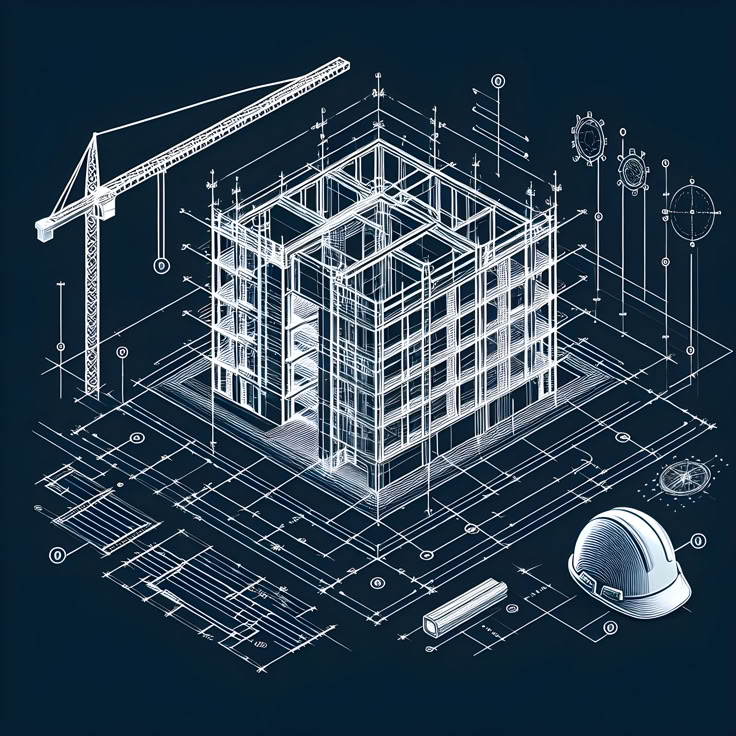 Architectural Blueprint Art _ Digital Construction Design _ Engineering Blueprints